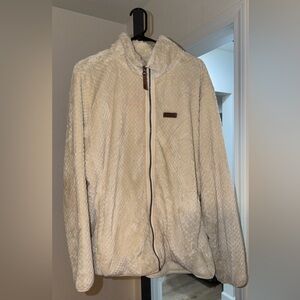 Columbia Cream Plush Fleece Jacket with Leather Logo